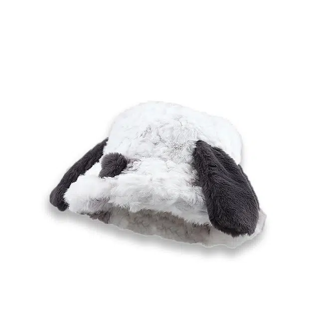 【秋冬必备~熏染小狗】 攸委 可爱狗狗耳朵毛绒渔夫帽子女冬季加厚保暖 涤纶 学生显脸小蓬松时尚百搭绒线帽盆帽水桶帽 男女同款情侣款