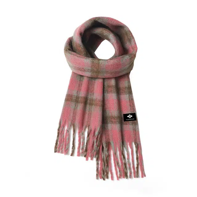 俞兆林 秋冬加厚保暖仿羊绒格子披肩韩版百搭流苏围脖 礼盒装 聚酯纤维 绒线围巾 男女同款情侣款