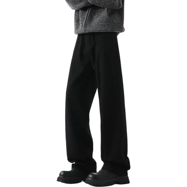 蓝精灵 显高显瘦显腿长垂感柔软舒适亲肤美式高街潮牌痞帅水洗做旧复古废土风情侣潮流百搭日常通勤宽松直筒阔腿休闲牛仔裤 男女同款