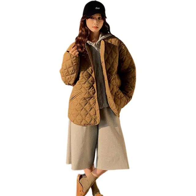 思蓓儿 可拆卸两件套大码装菱格轻薄女保暖棉衣外套棉服 女款