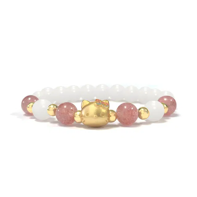 京华录 白月光素雅招财小福猫转运珠手饰 桃花朵朵轻奢森系小清新个性甜美温柔浪漫精致手饰#好运 菩提根 手串 男女同款情侣款