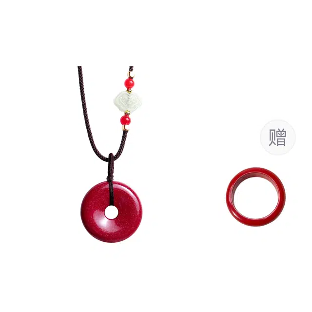 梨云暮雪 平平安安   好运紫金砂平安扣 独特设计款百搭编绳  红砂 帝王砂 朱砂 项链 男女同款情侣款