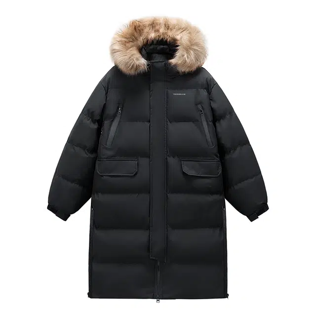 太子龍 美式潮流宽松时尚连帽棉袄中长款过膝抗寒防风加厚大衣外套棉服 男女同款