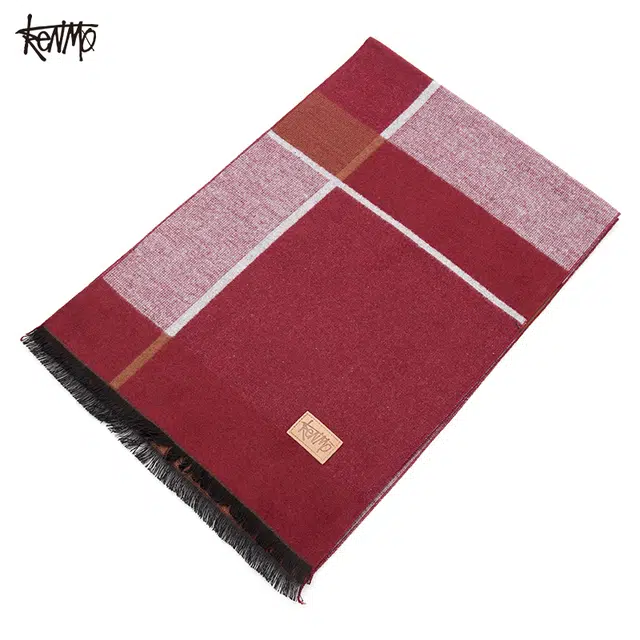 肯默 经典格子复古英伦风 聚酯纤维 绒线围巾 男女同款情侣款