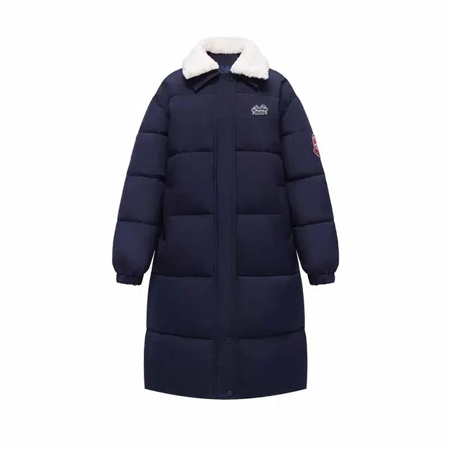 敲模女孩 韩系学院风羊羔毛翻领长款小个子棉袄外套棉服 女款