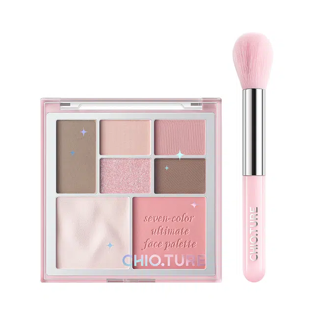 稚优泉七色面部综合盘腮红修容高光一体多用综合盘 易上色自然哑光