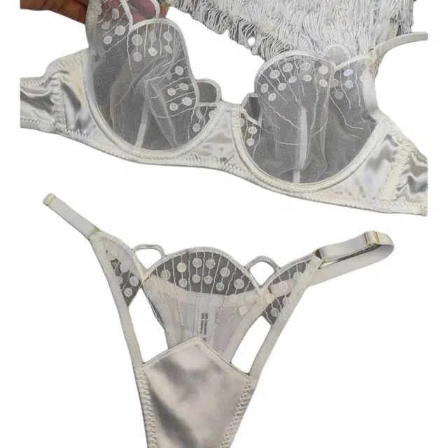 皇室品轩 欧美性感文胸蕾丝超薄半透明大胸显小豹纹防下垂胸罩女内衣裤套装 女款