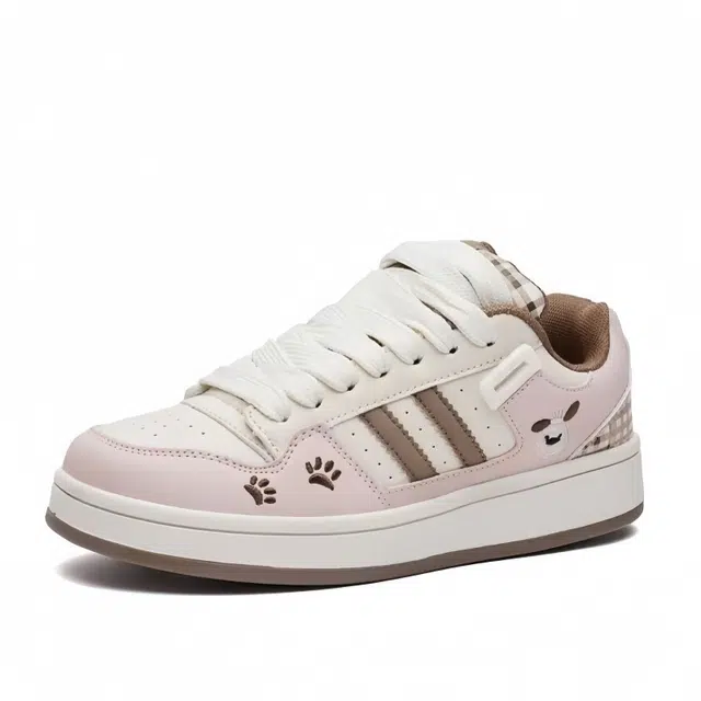 拾伍象 韩系拼色休闲鞋卡通刺球小狗小白鞋 运动风板鞋 女