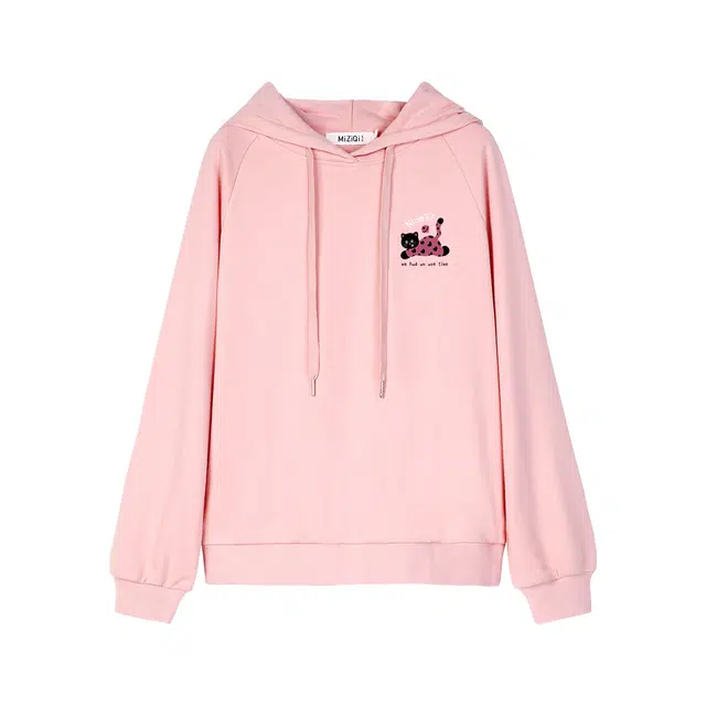米子旗 连帽套头韩版小个子宽松慵懒风休闲卫衣 女款
