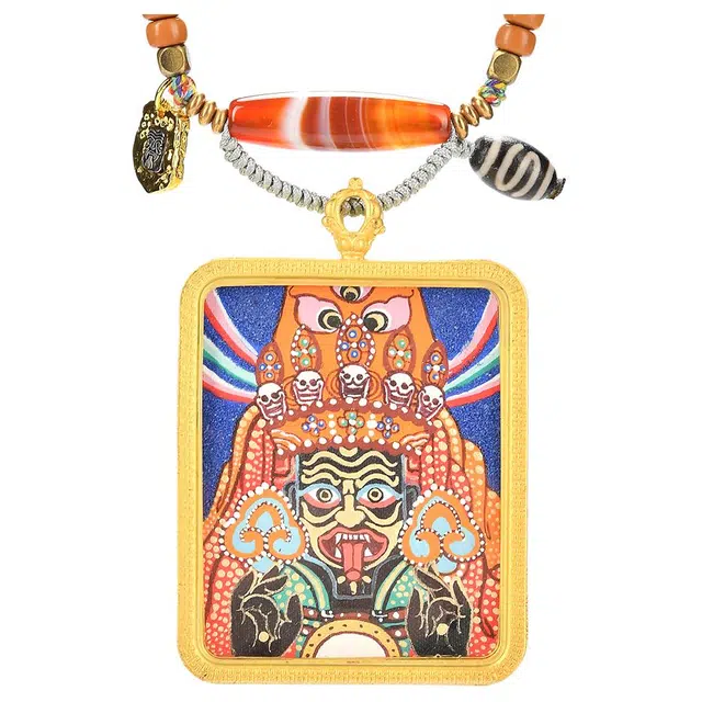 喃呢 藏式热贡精工手绘唐卡 扎基拉姆增福增慧逢凶化吉招财护身符度一切苦厄 新中式都市文玩国风 合金 项链 男女同款情侣款