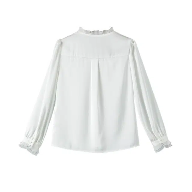 晚白 面料挺括饱满花边领设计亲肤细腻衬衫 女款