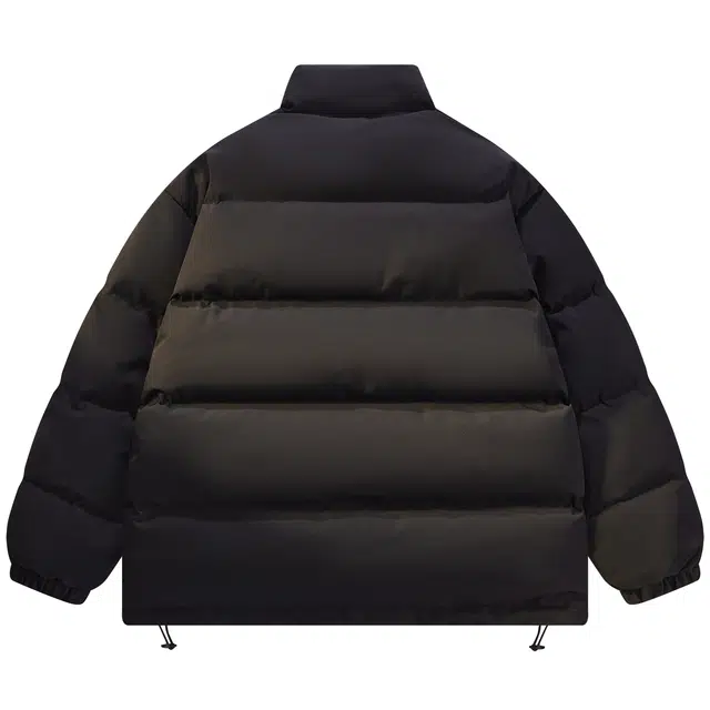 帕丁顿熊 基础款字母发泡印花纯色宽松休闲斜纹理泡芙云朵面包服防风门襟防寒保暖连帽加厚羽绒服外套 男女同款