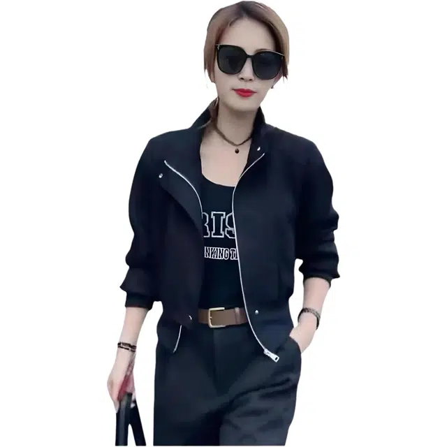 邦固依品 爆款外套女春秋款小个子又酷又飒休闲时髦短款上衣开衫夹克 女款