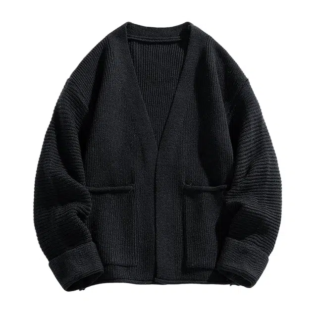 棉基因 美式复古简约高级纯色学院风慵懒风软糯时尚舒适保暖针织开衫宽松百搭休闲毛衣 男女同款