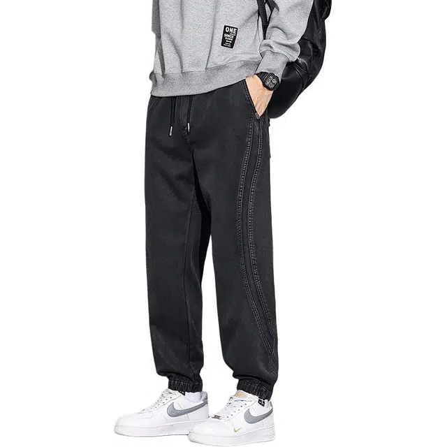 协协乐 城市机能风战术裤美式潮牌秋冬季复古宽松束脚哈伦九分裤青少年弹力抽绳百搭休闲运动长裤工装裤 男款