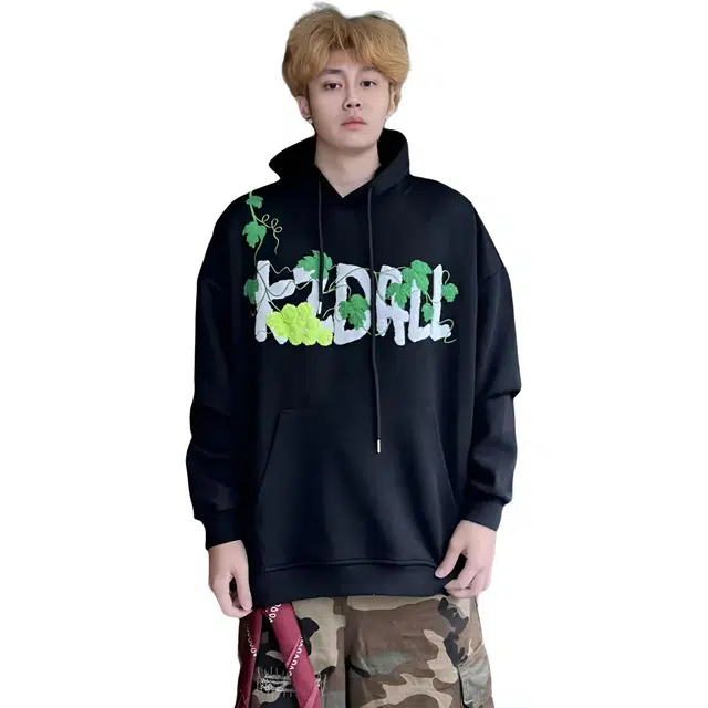 徐百货  美式高街葡萄网球刺绣连帽卫衣百搭休闲时尚设计感潮流外套上衣外套棒球服 男女同款