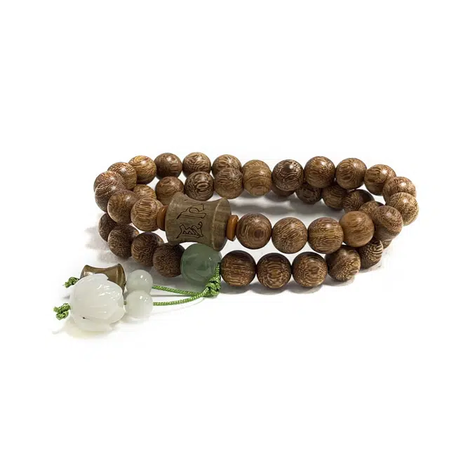 【中国木雕博物馆】 琉堇 许我无忧前程似锦文玩转运佛珠 古风时来运转双全叠戴招财纳福盘玩串珠#好运 绿檀 手串 男女同款情侣款