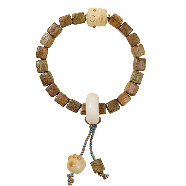 琛宬 招财纳福轻奢复古文化小众国风高级感森系国潮简约精致转运珠好运 绿檀 手串 男女同款情侣款