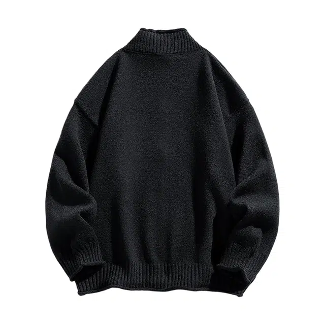 棉基因 学院风立领针织线衣简约基础款纯色夹克外套宽松慵懒风松弛感春秋冬款上衣舒适亲肤双拉头落肩长袖保暖开衫毛衣 男女同款