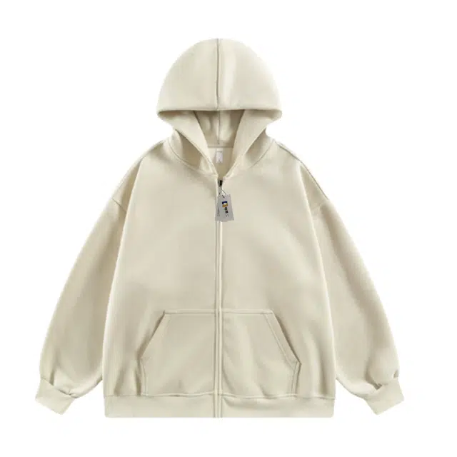 地界二 重磅双拉链开衫冬季潮牌加绒高街连帽衫美式复古情侣外套 卫衣 男女同款