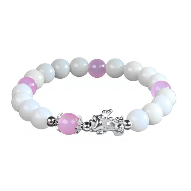 絮物 国潮小众轻奢高级感简约圆珠复古潮流时尚貔貅款温柔气质素雅百搭念珠文玩出街神器招财进宝#好运 白玉菩提 手串 男女同款情侣款