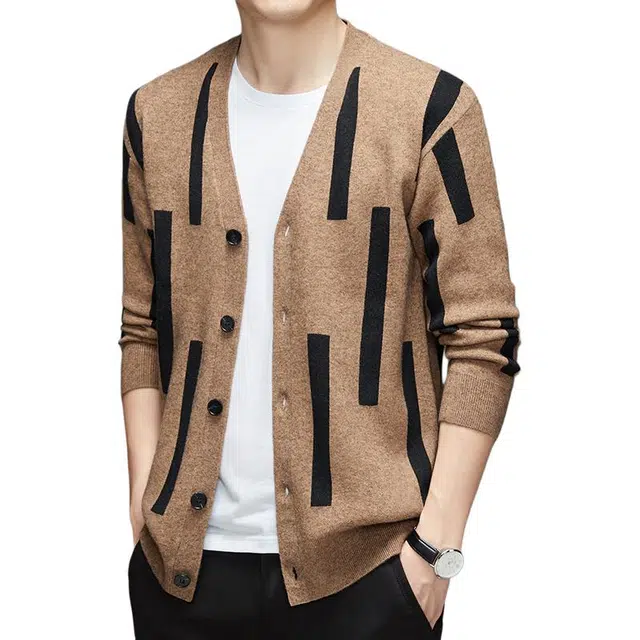 卡丹狄诺 开衫外套羊毛提花针织衫 男款