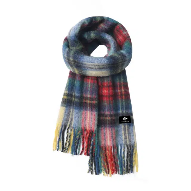 俞兆林 经典复古加大加厚格纹撞色围脖保暖 礼盒装 聚酯纤维 绒线围巾 男女同款情侣款