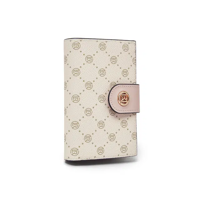 老人头 经典满印时尚小众设计多卡位多功能钱夹轻便实用卡包票夹 合成革 钱包 常规 女款 粉色