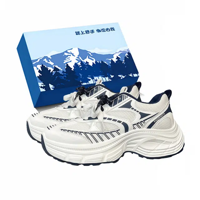 小鹿米利 透气网面百搭轻便休闲跑步运动鞋厚底 减震耐磨包裹性增高 低帮 老爹鞋 女