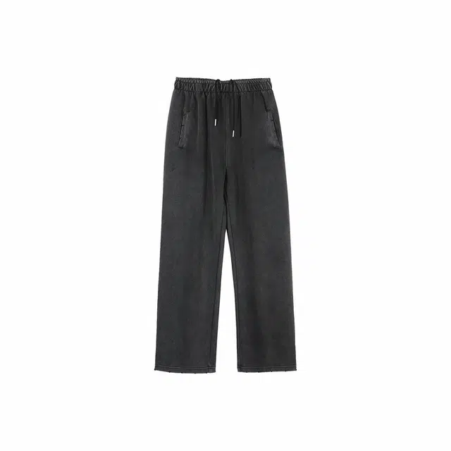 陆与山屿 盐炒特殊工艺卫裤水洗黑百搭休闲裤 男女同款