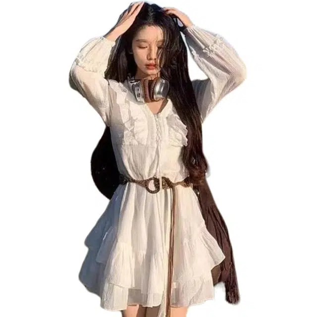 丝絮丝绸 时尚柔软舒适波西米亚衬衫裙子长袖连衣裙 女款