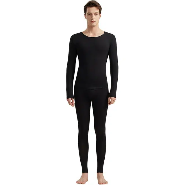 兰缪 【玻尿酸润肤】美体塑形抑菌抗静电防螨男士内衣秋衣秋裤薄款冬季打底衫保暖套装 男款