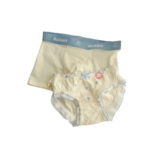 米囹 情侣纯棉抗菌性感纯欲平角裤三角内裤 男女同款