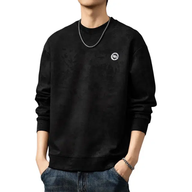 贵色 秋季 美式复古阿美咔叽风扎染圆领长袖男士潮牌重磅高街痞帅城市机能日常出行穿搭休闲套头上衣卫衣 宽松型 男女同款