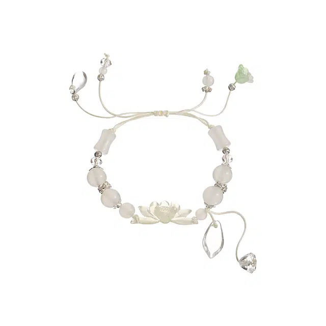 前方大荒野 清透睡莲好运莲莲清新文雅新中式时尚小众设计轻奢独特精致时髦气质 菩提根 手绳 女款