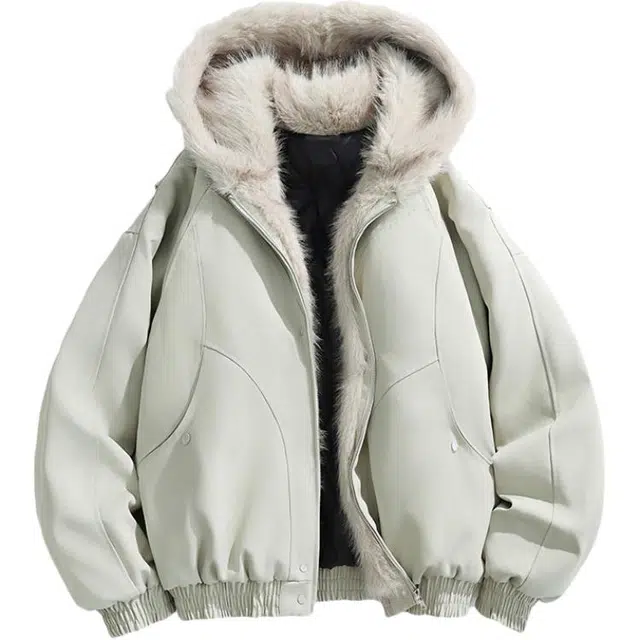 太子龍 港风时尚潮流保暖座山雕美式复古显高连帽外套加绒毛领棉衣夹克 男女同款