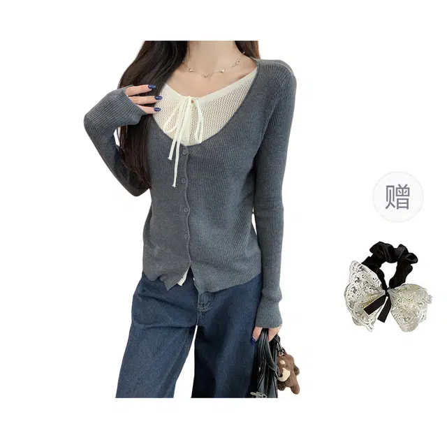 涂诗菲 韩版简约气质设计感时尚百搭休闲舒适长袖针织衫 女款