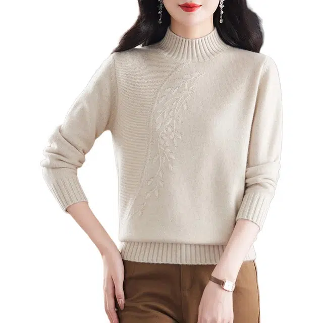 恒源祥 高端品质精细羊毛半高领质感优雅百搭加厚保暖打底针织衫 女款