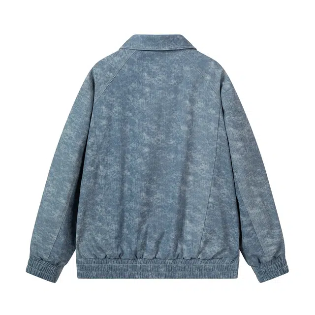 领航骆驼 潮流复古纯色水洗做旧翻领拉链铆钉口袋高级感设计休闲痞帅少年感百搭  夹克 男女同款