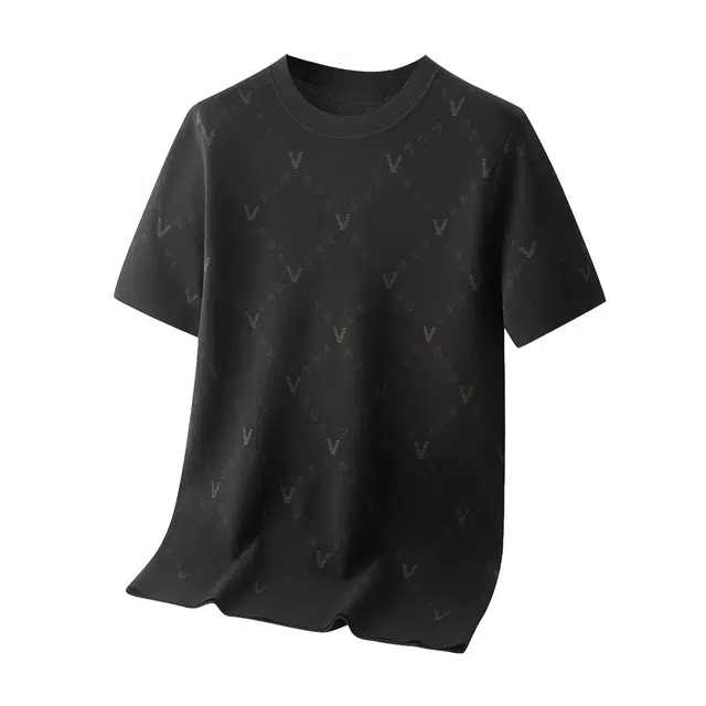 百胜狐 大码男装秋季休闲宽松圆领短袖针织衫 男款