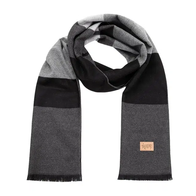 肯默 拼色复古英伦风 聚酯纤维 绒线围巾 男女同款情侣款