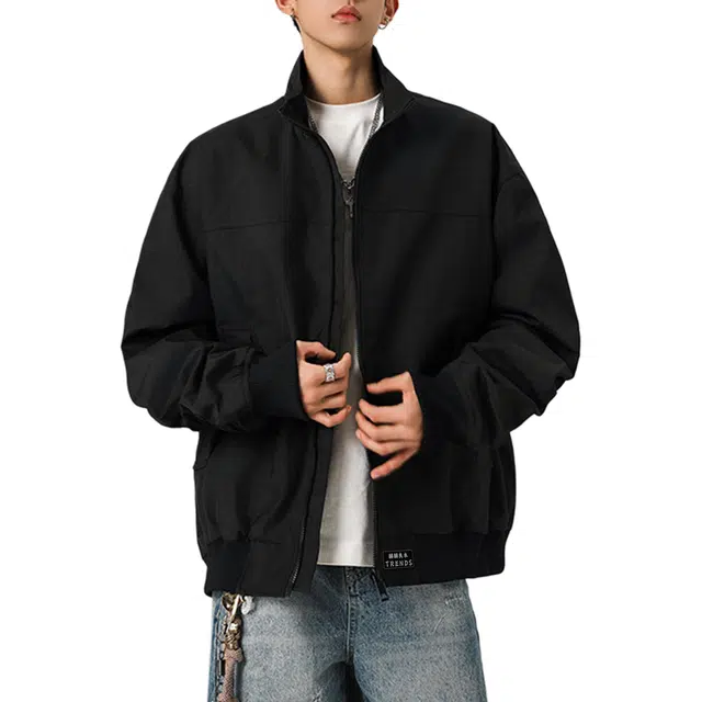 赫赫良衣 美式复古痞帅高街拉链开衫长袖休闲舒适保暖宽松城市机能通勤时尚百搭小众高级感韩系潮牌夹克外套 男女同款