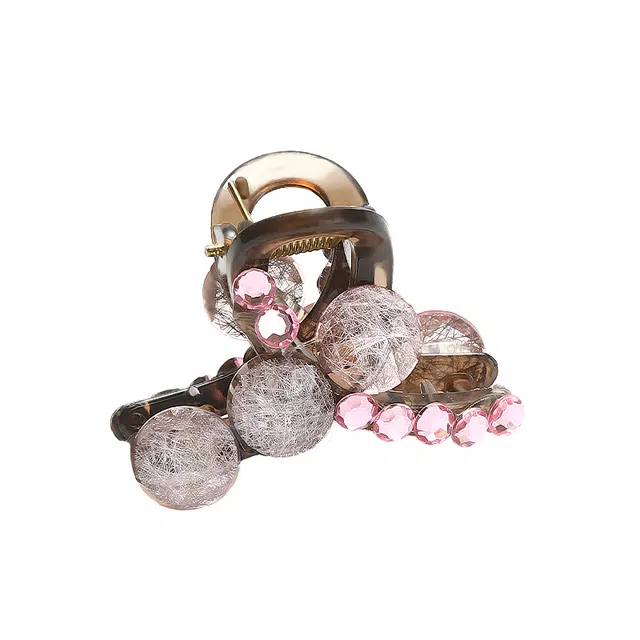 如花梦 复古闪耀珠珠后脑勺鲨鱼夹扎发精致头饰 亚克力 发夹 女款