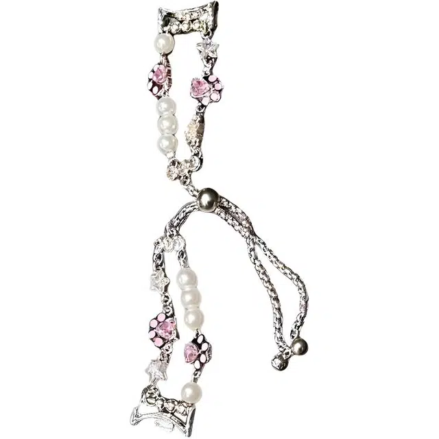 潮米勒 表带 小米红米适用 金属 串珠材质 可爱闪钻猫爪精致简约表链女男通用