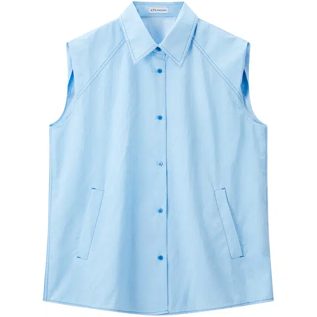 太平鸟 时尚简约舒适百搭休闲无袖阔版衬衫 女款