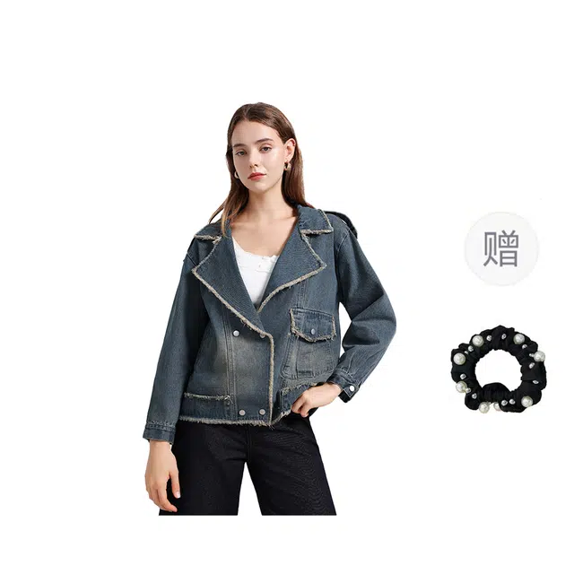 雾闪闪 奶系温柔设计感减龄小香风港味上衣牛仔外套 女款