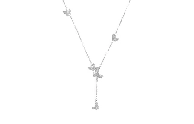 克拉日记 蝴蝶法式轻奢闪钻流苏清新百搭吊坠小众设计感颈链锁骨链  招财平安 好运礼盒装 合金 项链 女款