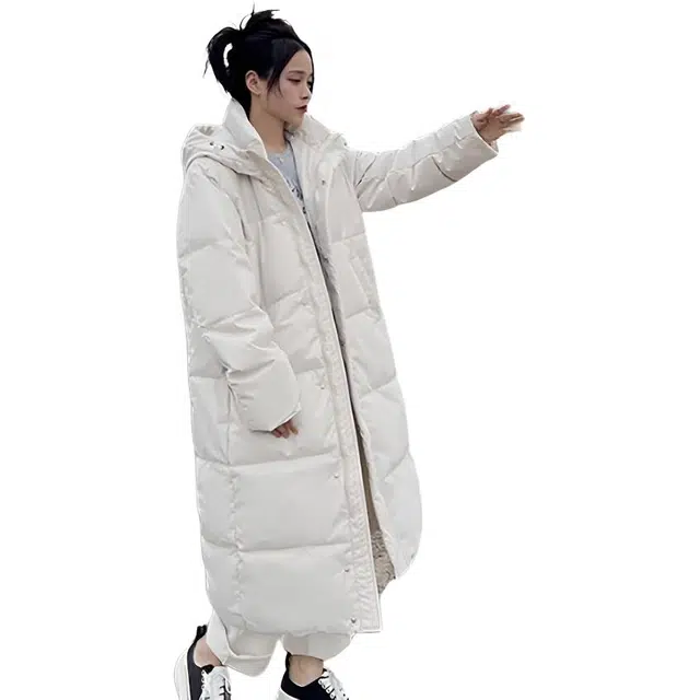 敲模女孩 甜酷风长款过膝韩版宽松棉袄加厚外套棉服 女款