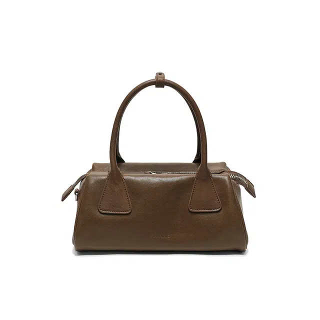 西木汀 夜歌 小众设计高级感简约休闲百搭时尚枕头包 牛皮 手提包 常规 女款 美拉德棕/深邃黑