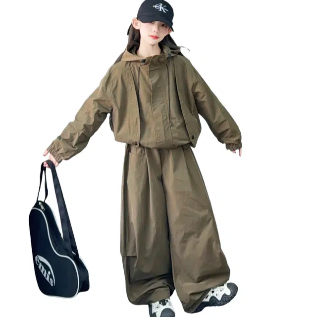 俞兆林休闲运动套装 女童秋季中大童时尚洋气韩系潮冲锋衣外套裤